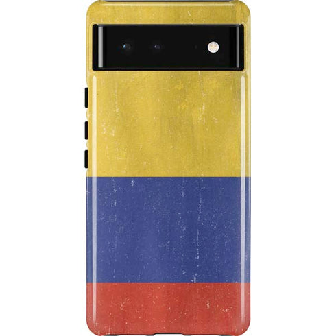 Colombia Flag Distressed Pixel Cases